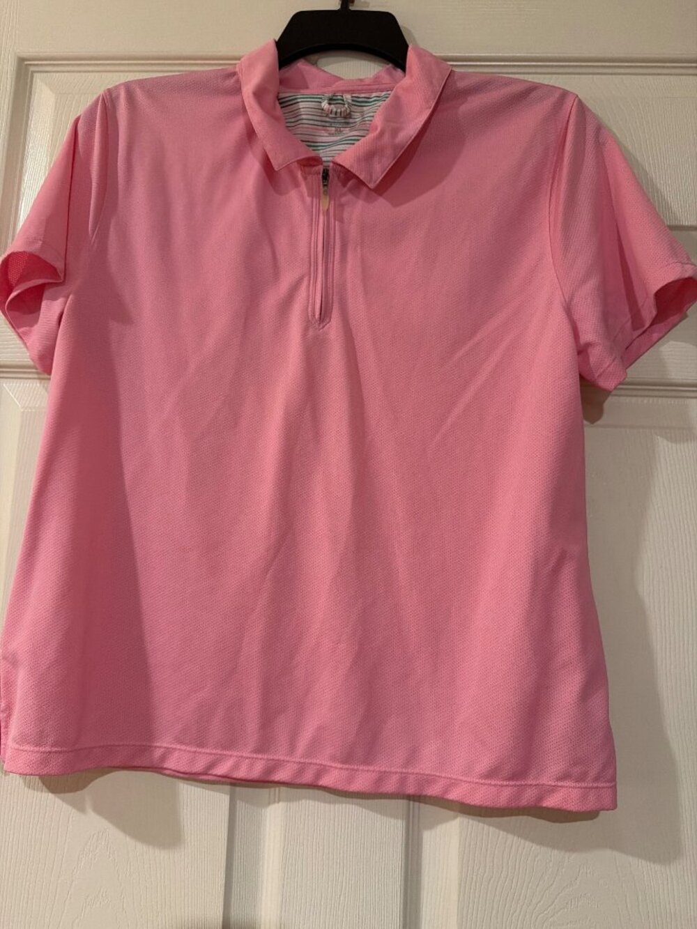 Champion Pink Short Sleeve Polo Shirt Womens XL Lightweight 100% Polyester Made